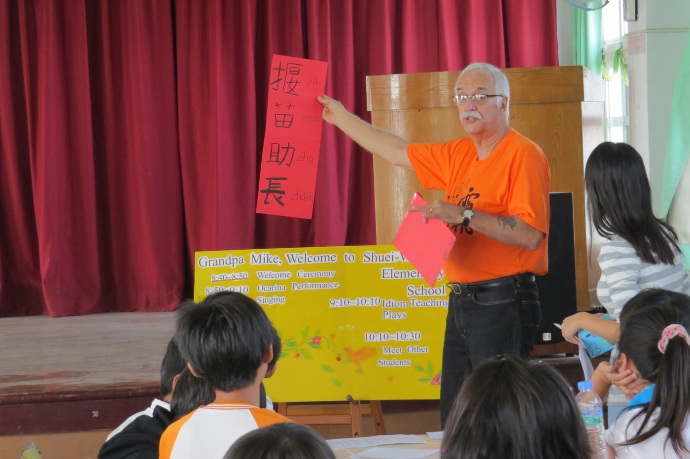 Grandpa Mike during a school visit